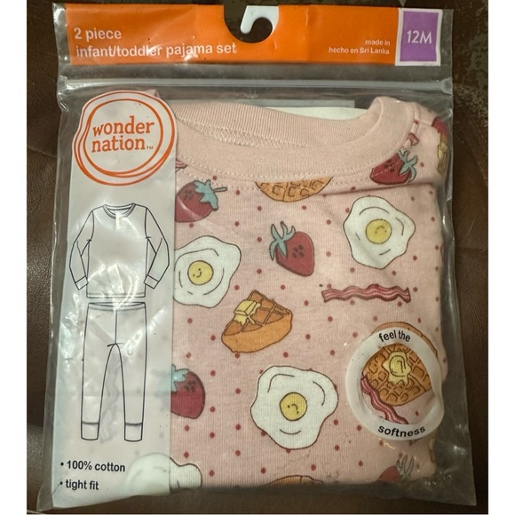 2pc Pink Sky Breakfast Pajamas NWT - Picture 4 of 8